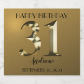 メタリックゴールデン31歳の誕生日 スパークリングワインラベル (シングルラベル)