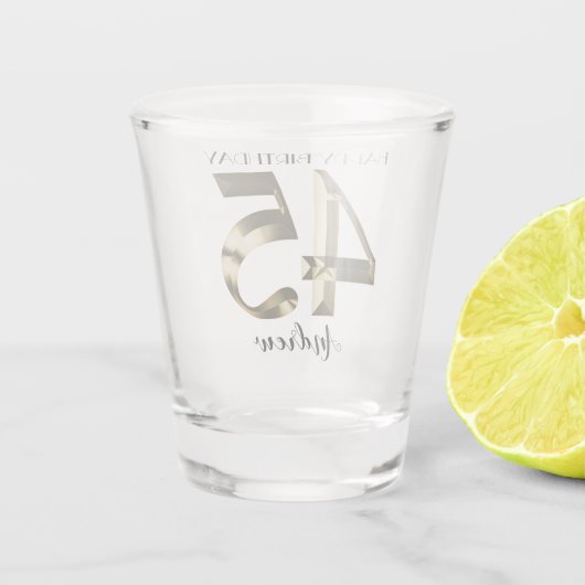 メタリックゴールデン45歳の誕生日 ショットグラス (裏面)