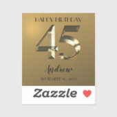 メタリックゴールデン45歳の誕生日 シール (シート)