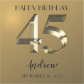 メタリックゴールデン45歳の誕生日 シール (正面)