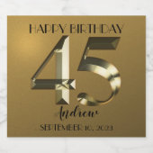 メタリックゴールデン45歳の誕生日 スパークリングワインラベル (シングルラベル)