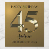 メタリックゴールデン45歳の誕生日 ワインラベル (シングルラベル)