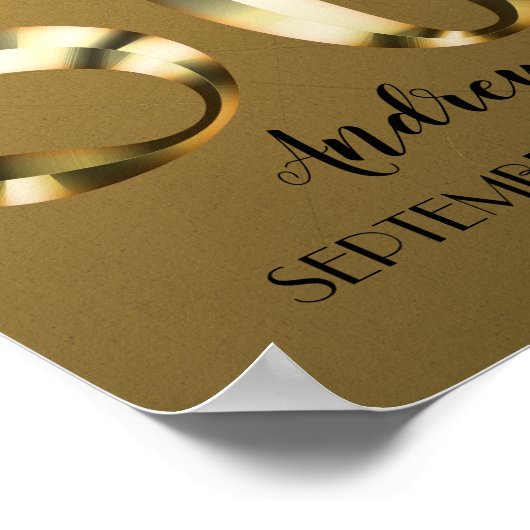 メタリックゴールデン50歳の誕生日 ポスター (角)