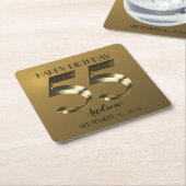 メタリックゴールデン55歳の誕生日 スクエアペーパーコースター (アングル)