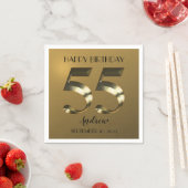 メタリックゴールデン55歳の誕生日 スタンダードカクテルナプキン (インサイチュ)