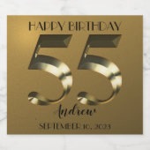 メタリックゴールデン55歳の誕生日 スパークリングワインラベル (シングルラベル)