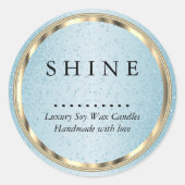 メタリックゴールドとブルーのグリッター ラウンドシール (正面)