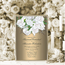 メタリックゴールドとホワイトローズのウェディング