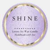 メタリックゴールドとラベンダーのグリッター ラウンドシール (正面)