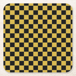 メタリックゴールドのスクエアパターンが施されたホワイト スクエアペーパーコースター