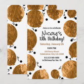 メタリックゴールドのパーティーバルーン 誕生日お祝い 招待状 (正面/裏面)