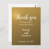 メタリックゴールドの感謝カード ポストカード (正面/裏面)