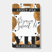 メタリックゴールドの風船 スイート16パーティー VIPパス バッジ (裏面)