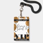 メタリックゴールドの風船 スイート16パーティー VIPパス バッジ (裏面（ネックストラップ付）)