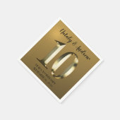 メタリックゴールドの10周年結婚記念日 スタンダードカクテルナプキン (角)