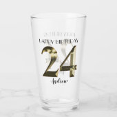 メタリックゴールドの24歳の誕生日 タンブラーグラス (裏面)