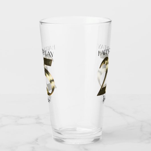 メタリックゴールドの25歳の誕生日 タンブラーグラス (右)