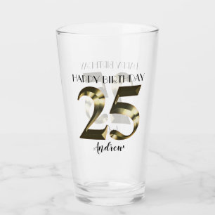 メタリックゴールドの25歳の誕生日 タンブラーグラス