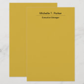 メタリックゴールドカラーのエレガントでシンプルなミニマリスト名 便箋 (正面/裏面)