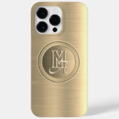 メタリックゴールドスチールエングレーブモノグラム Case-Mate iPhoneケース (裏面)