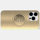 メタリックゴールドスチールエングレーブモノグラム Case-Mate iPhoneケース (裏面 (横))
