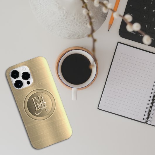 メタリックゴールドスチールエングレーブモノグラム Case-Mate iPhoneケース