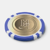 メタリックゴールドスチール刻印モノグラム ポーカーチップ (シングル)