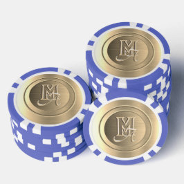 メタリックゴールドスチール刻印モノグラム ポーカーチップ