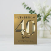 メタリックゴールド箔 40歳の誕生日 ポストカード (スタンド正面)