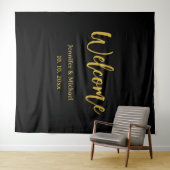 メタリックゴールド＆ブラックのプロフェッショナルでモダンなエレガント タペストリー (インサイチュ(横))