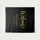 メタリックゴールド＆ブラックのプロフェッショナルでモダンなエレガント タペストリー (正面(横))