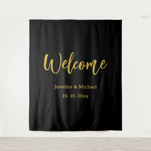 メタリックゴールド＆ブラックのプロフェッショナルでモダンなエレガント タペストリー (正面)