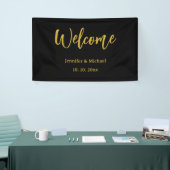 メタリックゴールド＆ブラック　プロフェッショナル　モダン　エレガント 横断幕 (トレードショー)