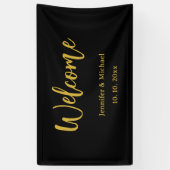 メタリックゴールド＆ブラック　プロフェッショナル　モダン　エレガント 横断幕 (縦)