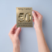 メタリックゴールド 50周年結婚記念日 チラシ (手)