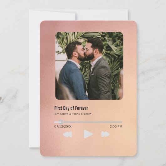 メタリックサンセットミュージックプレーヤー結婚式招待状 招待状 (正面)