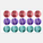 メタリックシックパーソナライズされたスパークル名ガーリー ラベル (シート)