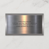 メタリックシャインの背景 | ソーシャルメディアのアイコン 名刺 (裏面)