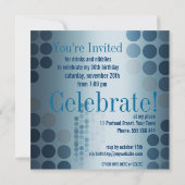 メタリックシャインブルーパーティー誕生日招待状 招待状 (裏面)