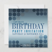 メタリックシャインブルーパーティー誕生日招待状 招待状 (正面)