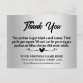 メタリックシルバーありがとうビジネス ポストカード (正面)