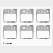 メタリックシルバーこんにちは私の名前はステッカー スクエアシール (シート)