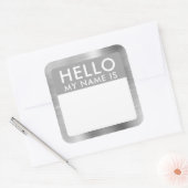 メタリックシルバーこんにちは私の名前はステッカー スクエアシール (封筒)