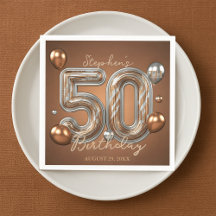 メタリックシルバーとブロンズの風船 50歳の誕生日 