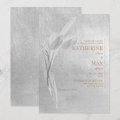 メタリックシルバーと金ゴールドの結婚親 招待状 (正面/裏面)