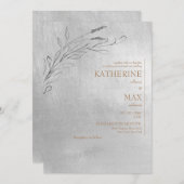 メタリックシルバーと金ゴールドの親株結婚式 招待状 (正面/裏面)