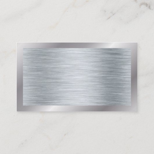 メタリックシルバーのブラシ仕上げテクスチャ 名刺 (裏面)