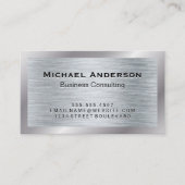 メタリックシルバーのブラシ仕上げテクスチャ 名刺 (正面)
