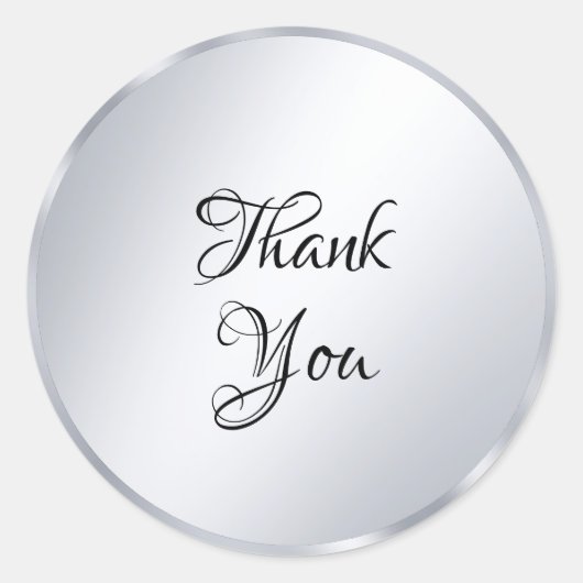 メタリックシルバーの外観 お礼 テキスト テンプレート ラウンドシール (正面)