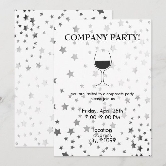 メタリックシルバーの星たち 招待状 (正面/裏面)